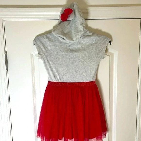 Hello Kitty Hooded Red Tutu Dress - Tulle Skirt - Oatmeal Heather- Size Small - Picture 2 of 8